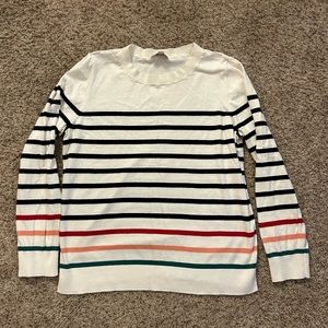 LOFT Striped Crew Neck Sweater - Black, White, Red, Pink, Green